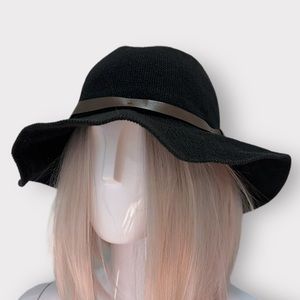 Ecoté Black Sun Hat With Faux Leather Belt